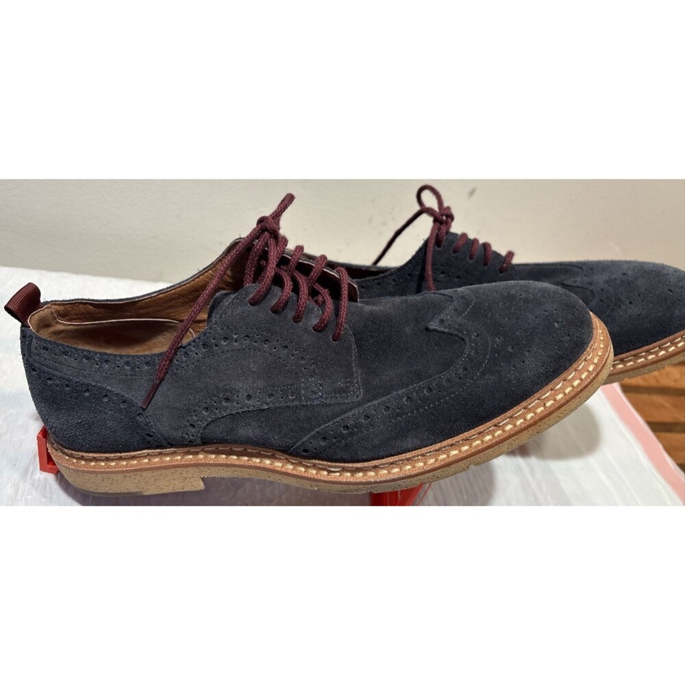 JOHNSTON & MURPHY 1850 Wingtip Oxford Mens 9M Blue Suede Leather Flex Sole